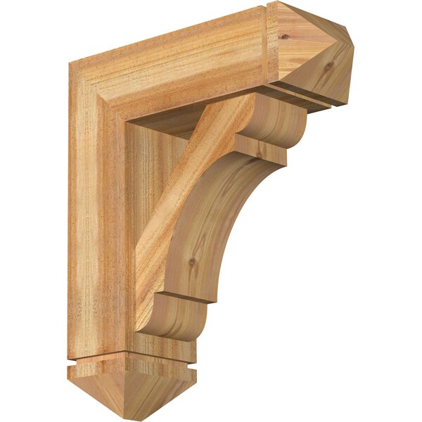 Ekena Millwork Olympic Arts and Crafts Rough Sawn Bracket w/ Offset Brace, Western Red Cedar, 8"W x 24"D x 28"H BKT0806X24X28OLY03RWR - main